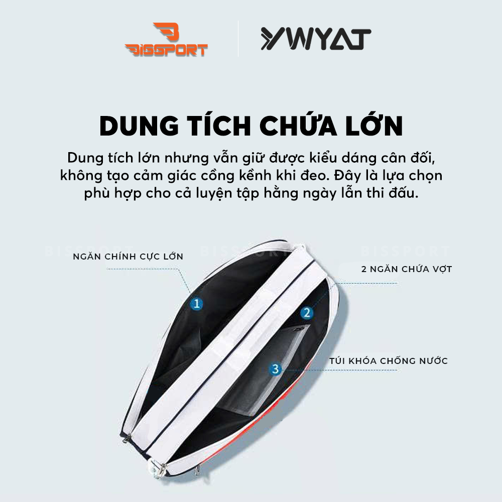 Túi Cầu Lông YWYAT C309 Chính Hãng - Trắng Tím - 2 Chính 2 Ngăn Phụ - Ngăn Để Giày - Chắc Chắn - Tiện Lợi - Dung Tích Chứa Lớn